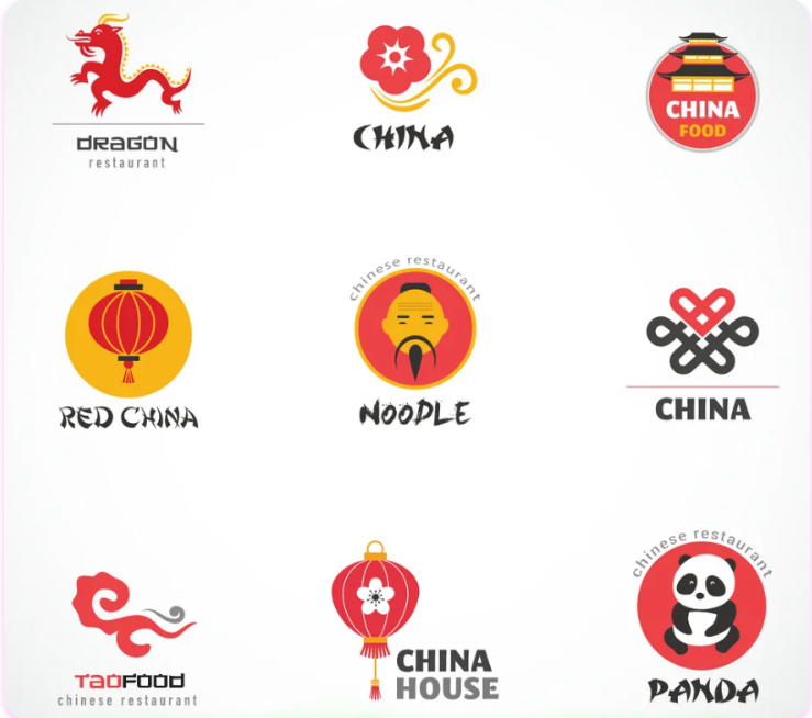 Logo nhà hàng món ăn Trung hoa, Trung Quốc đẹp - dạng sticker