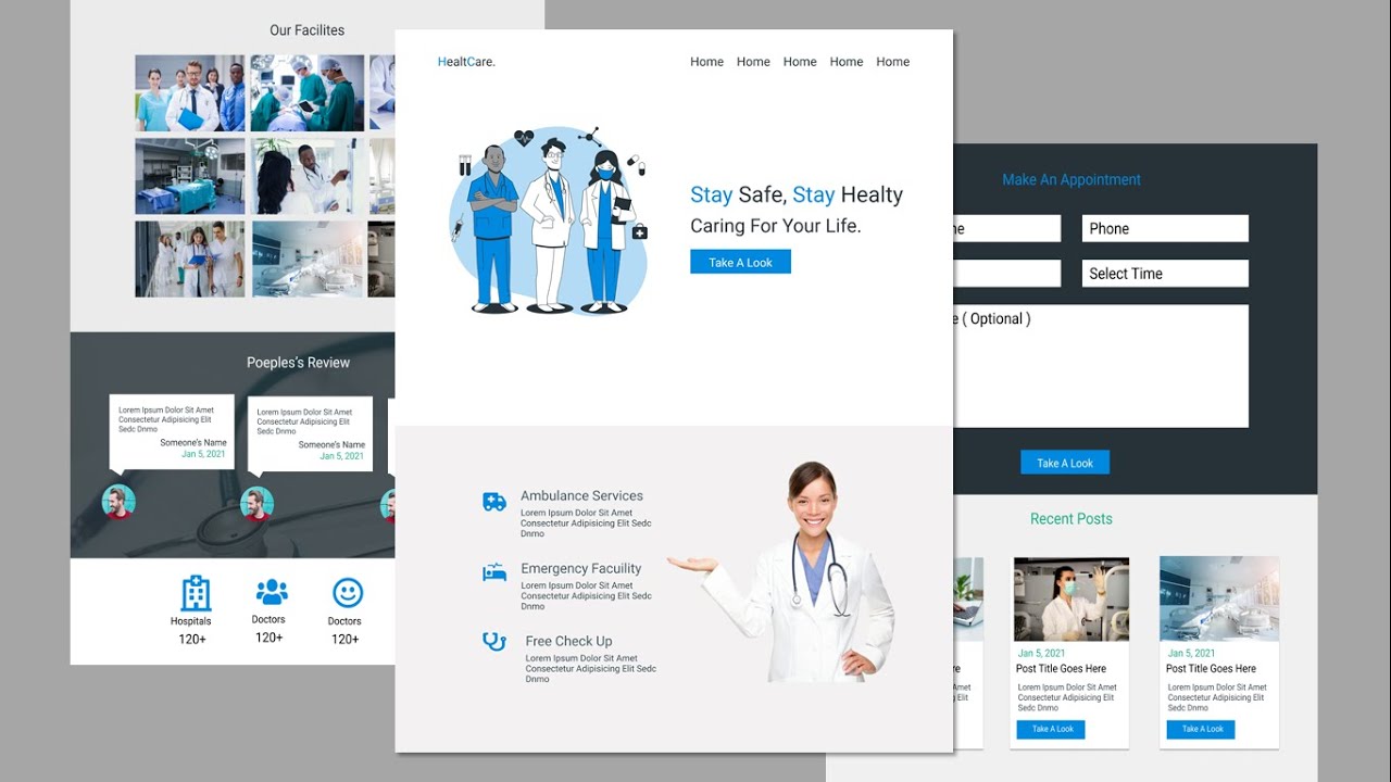 Tích hợp trang FAQ mở rộng về quy trình khám trong thiết kế website bệnh viện