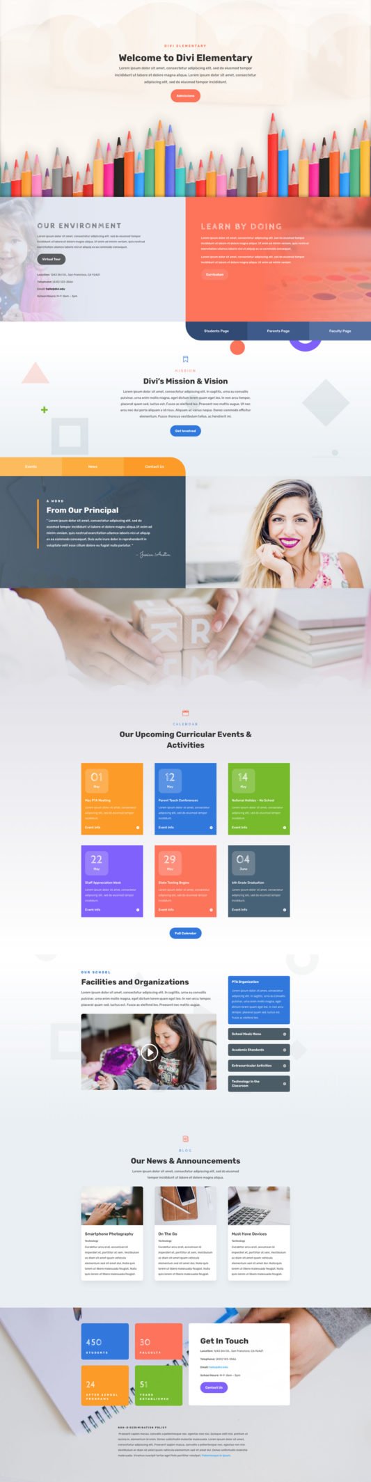 Thiết kế website trường tiểu học với giao diện dạng landing page cho chiến dịch tuyển sinh