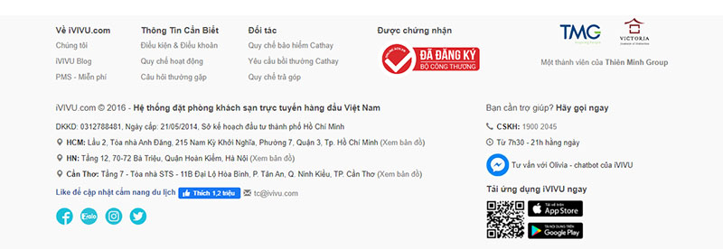 Footer của website: