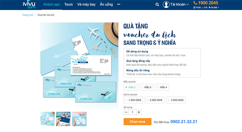 Trang voucher website iVIVU