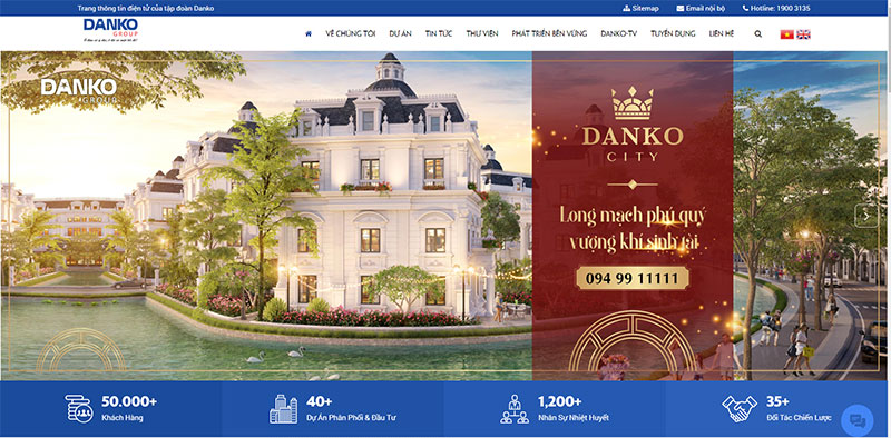 Khối slide + menu website tập đoàn Danko group