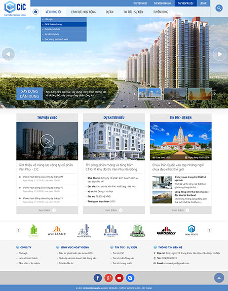 Mẫu website công ty xây dựng CIC