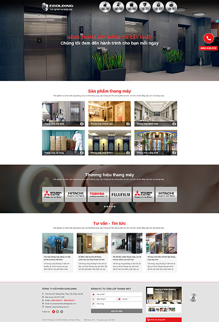 Mẫu website bán hàng thang máy Eholding