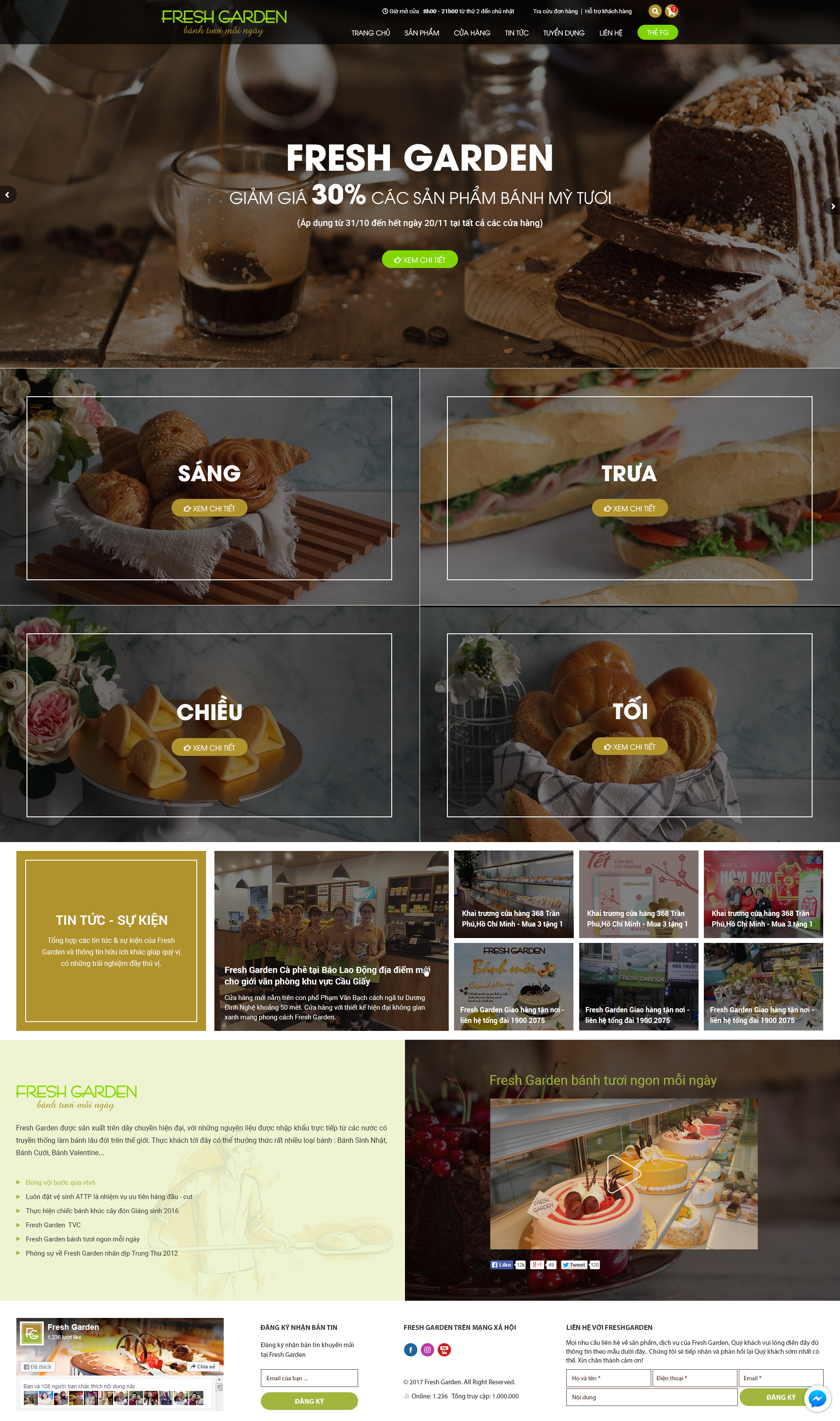 Giao diện website bán hàng Fresh Garden