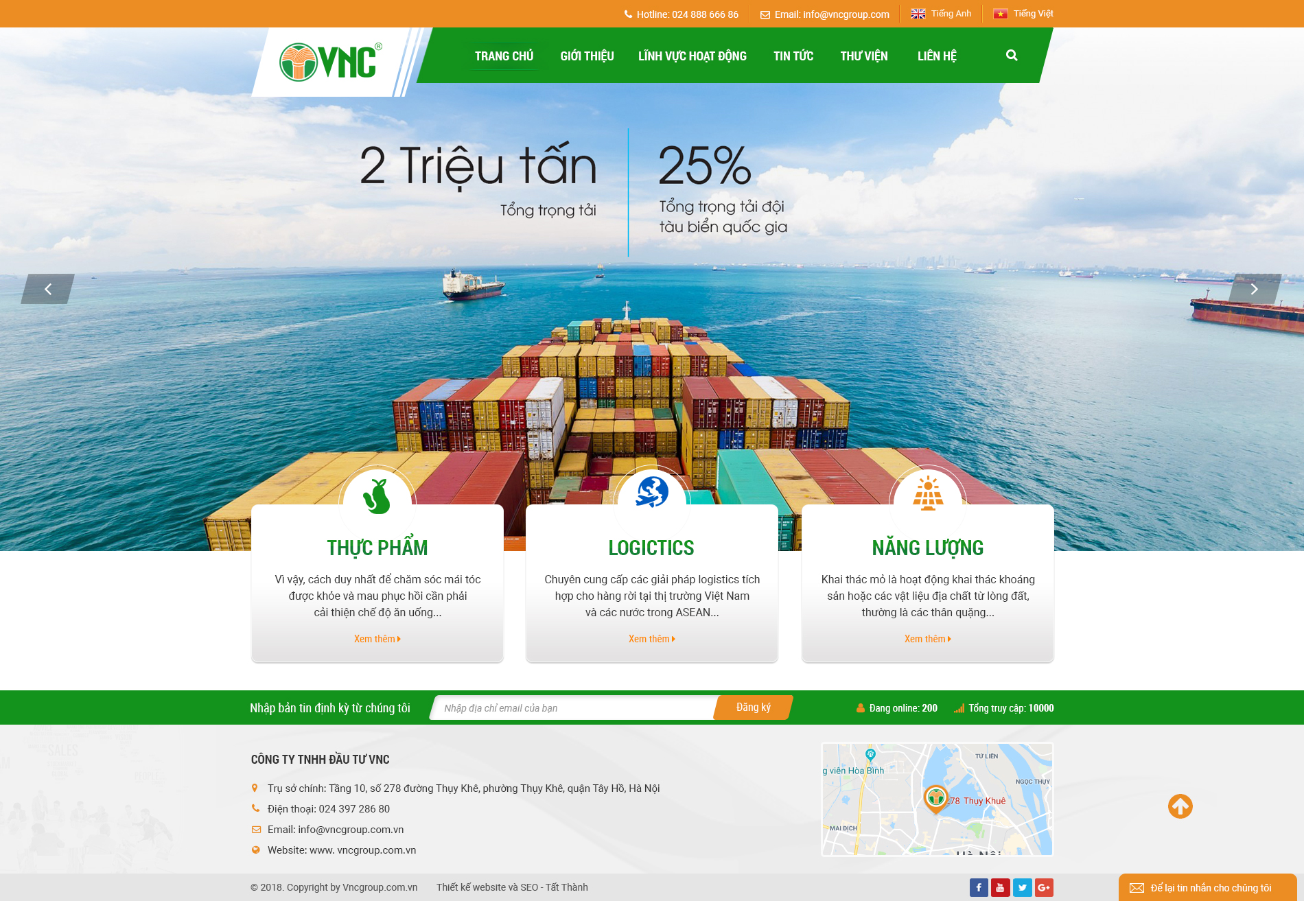 Giao diện website tập đoàn VNC Group