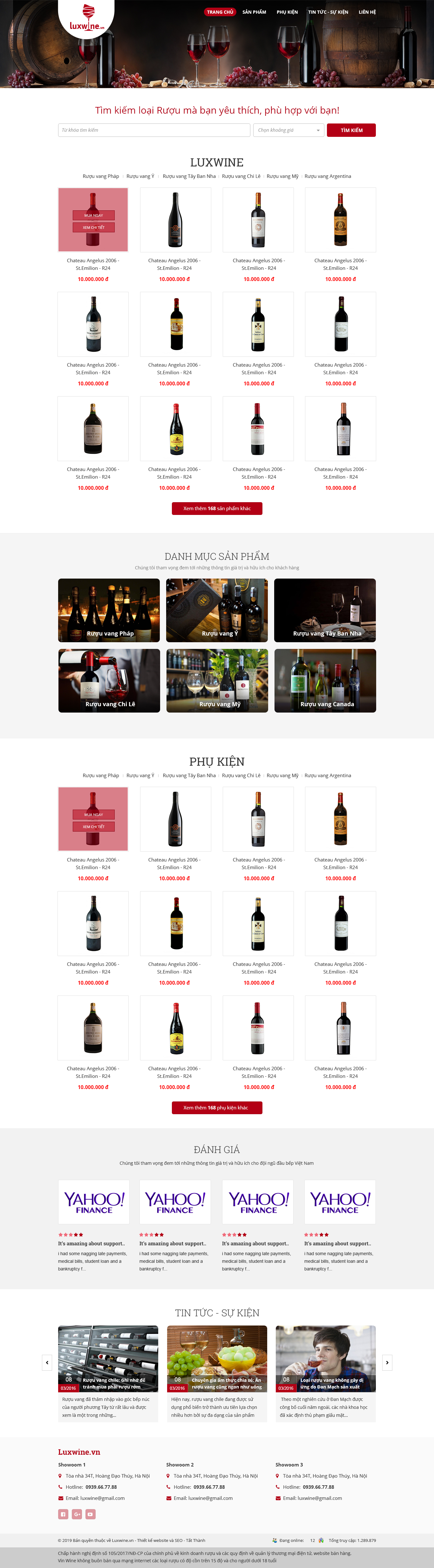 Giao diện website tập đoàn Luxwine.vn