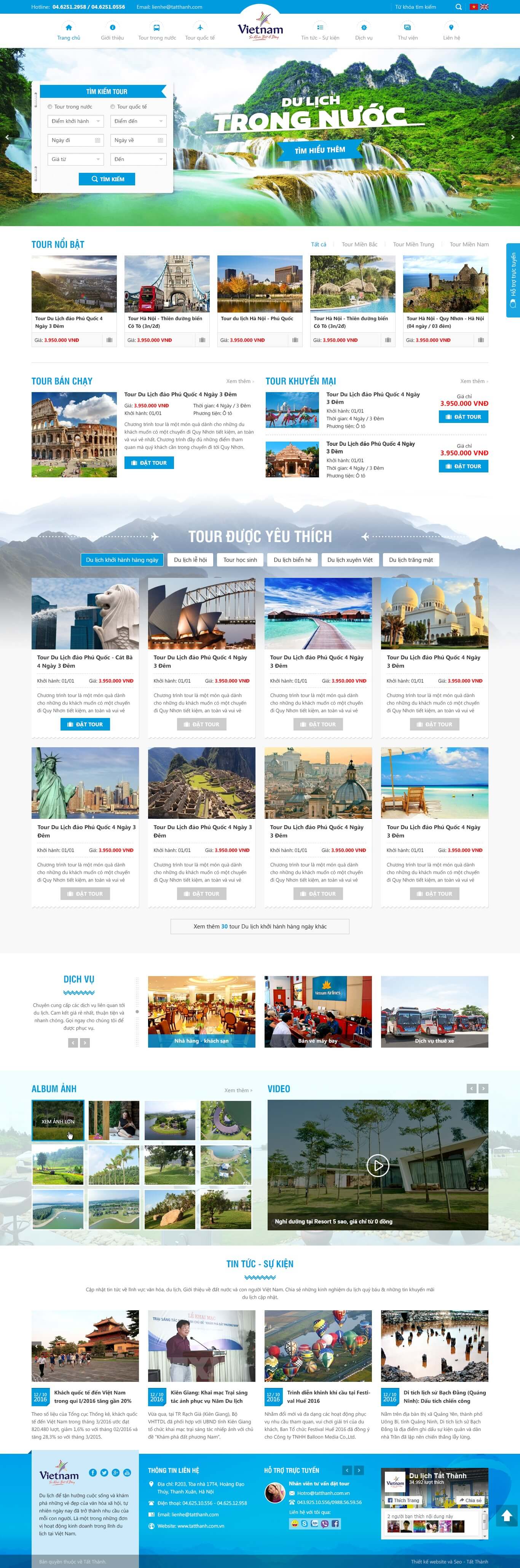 Giao diện website du lịch Vietnam Travel