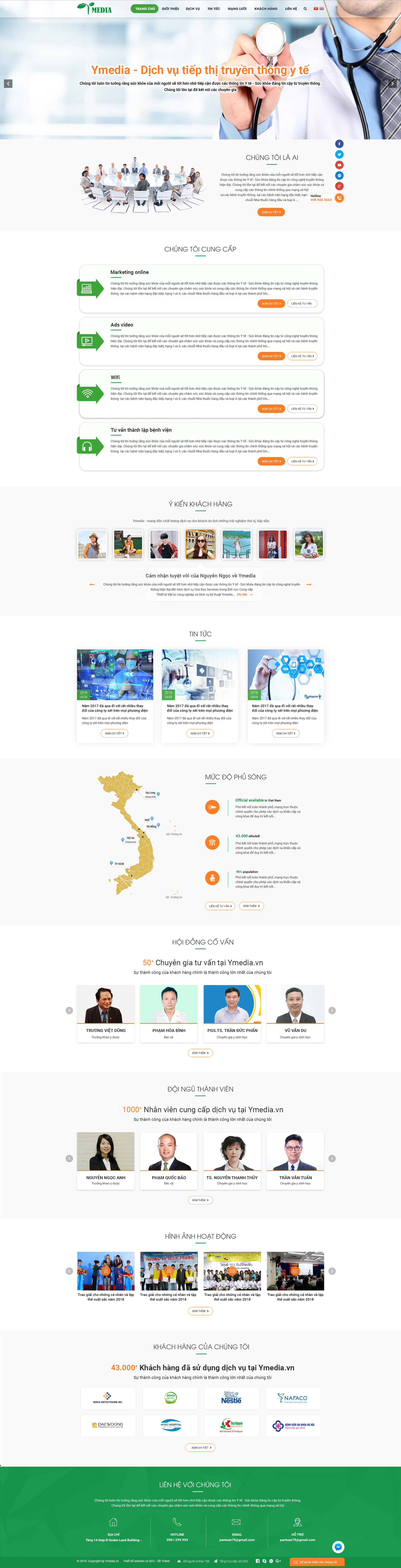 Giao diện website dịch vụ Ymedia.vn