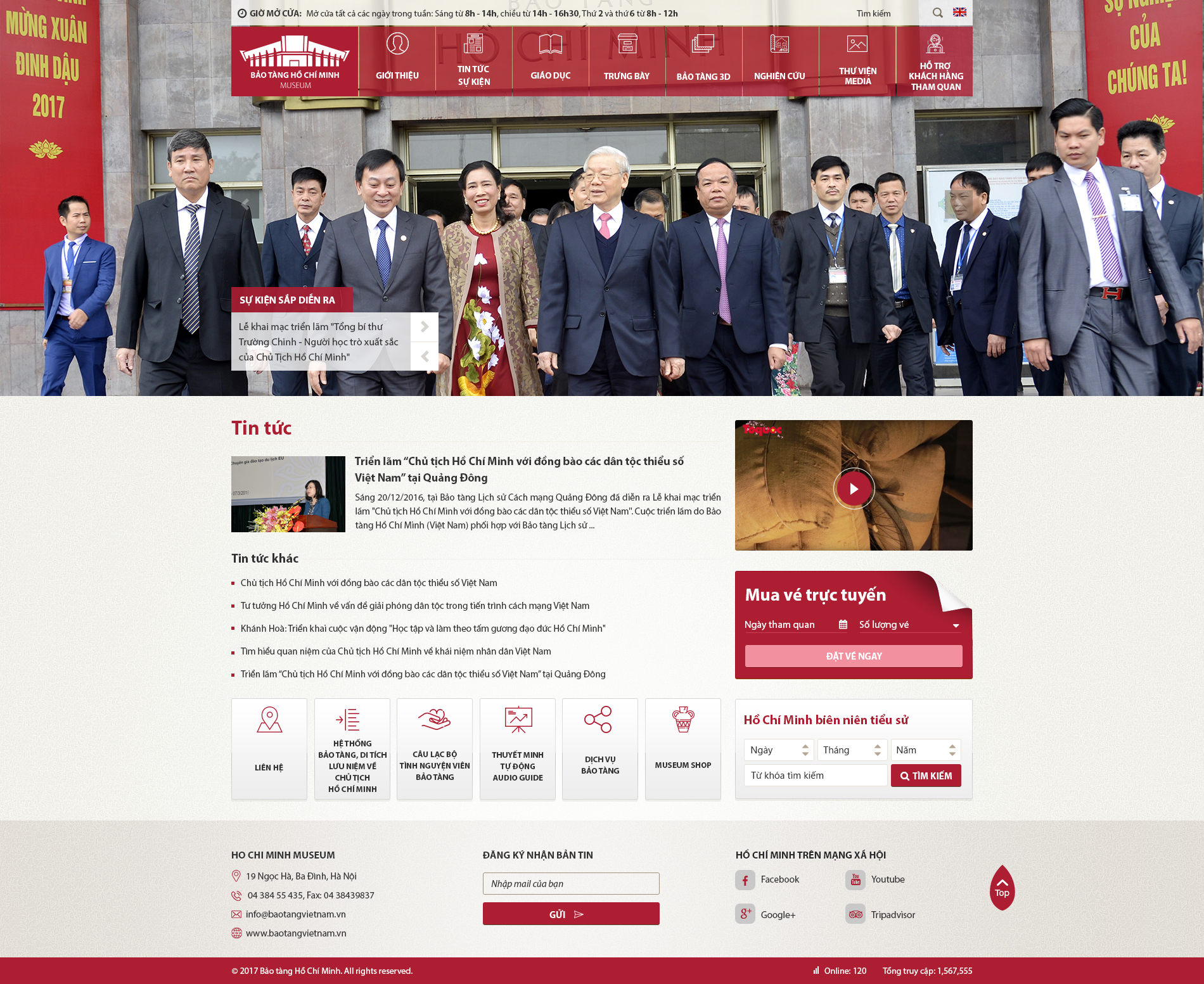 Giao diện website Bảo tàng Hồ Chí Minh