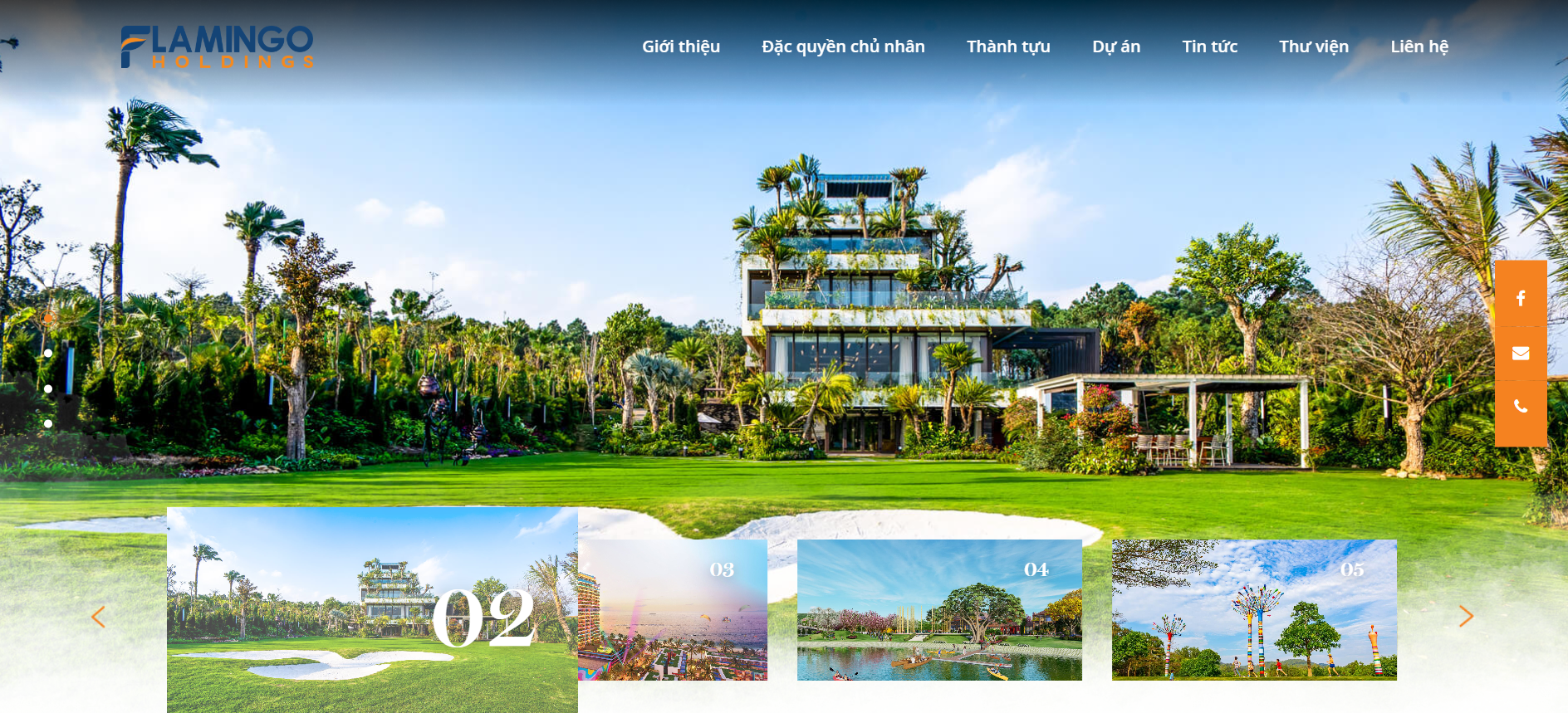 Giao diện website dự án Tập đoàn Flamingo Đại Lải bds.flamingogroup.vn
