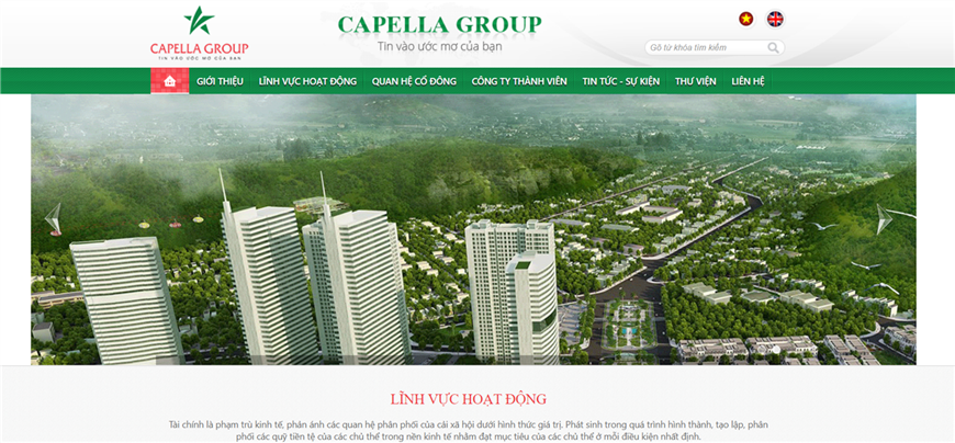 Giao diện website tập đoàn Capella Group