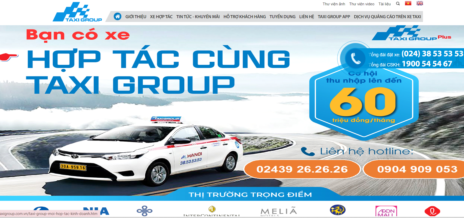 Giao diện website tập đoàn Taxigroup.com.vn