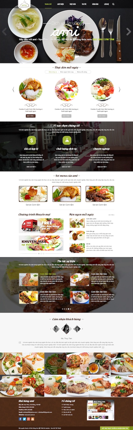 Mẫu website nhà hàng 1