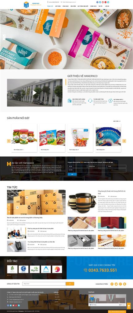 Mẫu Giao diện web công ty Bao bì 1000