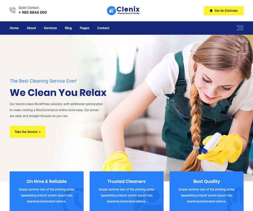 thiết kế website dịch vụ vệ sinh